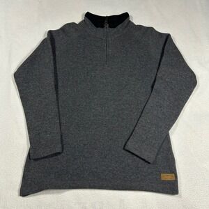 Filson Quarter Zip Pullover Mens Medium Gray Wool Blend Fleece Lined Collar 1/4